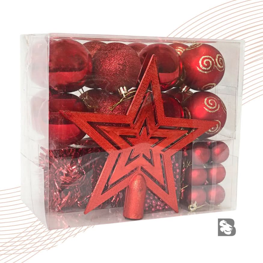 Kit 44 Enfeites Para Árvore de Natal Estrela Bolas Festão Cordão Pérolas Decoração Natalina